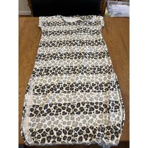 HEIMISH USA Maxi Dress Leopard Print Knit Short Sleeve 2XL Women Pocket